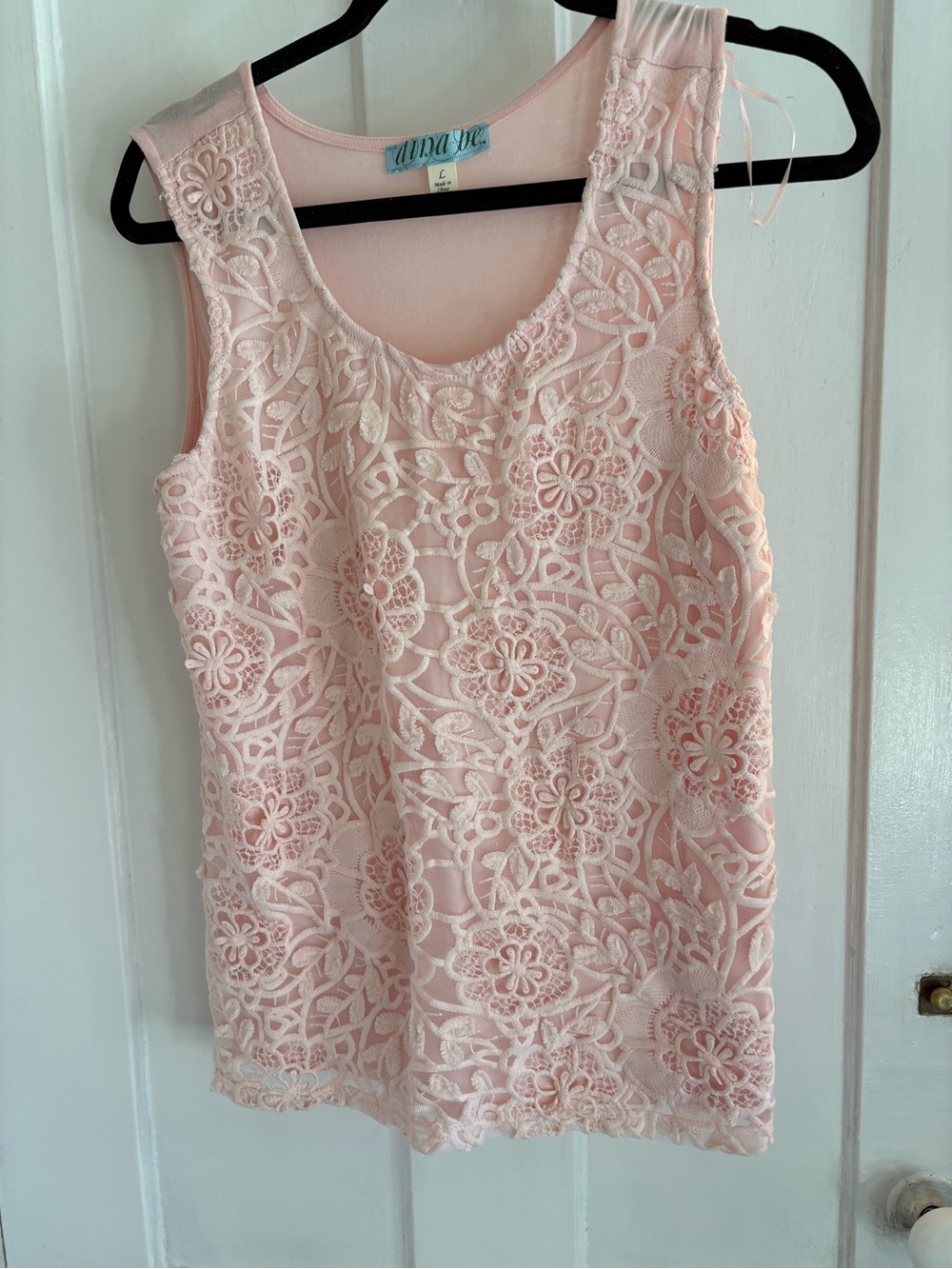 Anna Sui Pale Pink Floral Lace Camisole